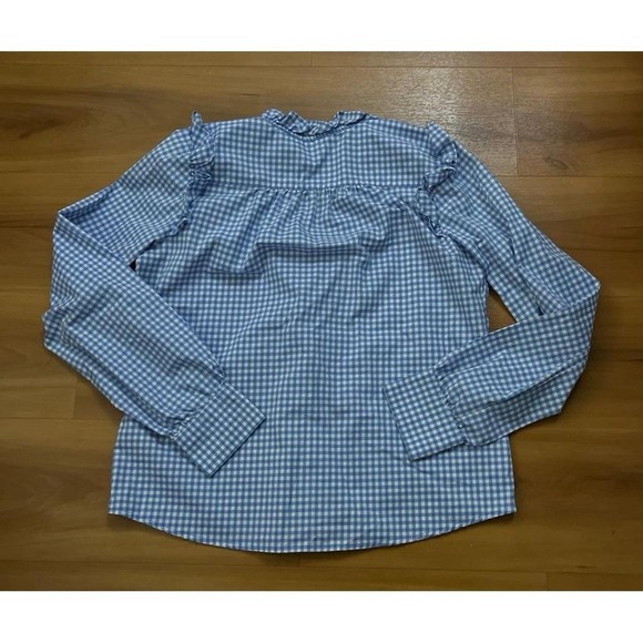 Womens Tommy Hilfiger Gingham Ruffled‎ Cottagecore Button Down Shirt - Picture 2 of 6